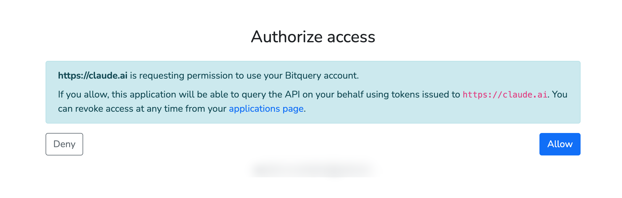 Authorize Bitquery access for the requesting application