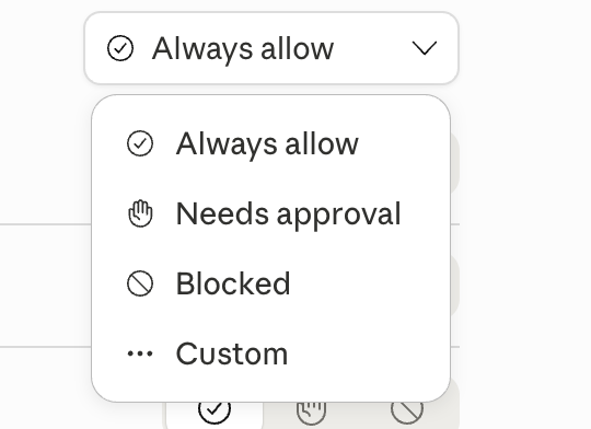 Tool permission options such as Always allow