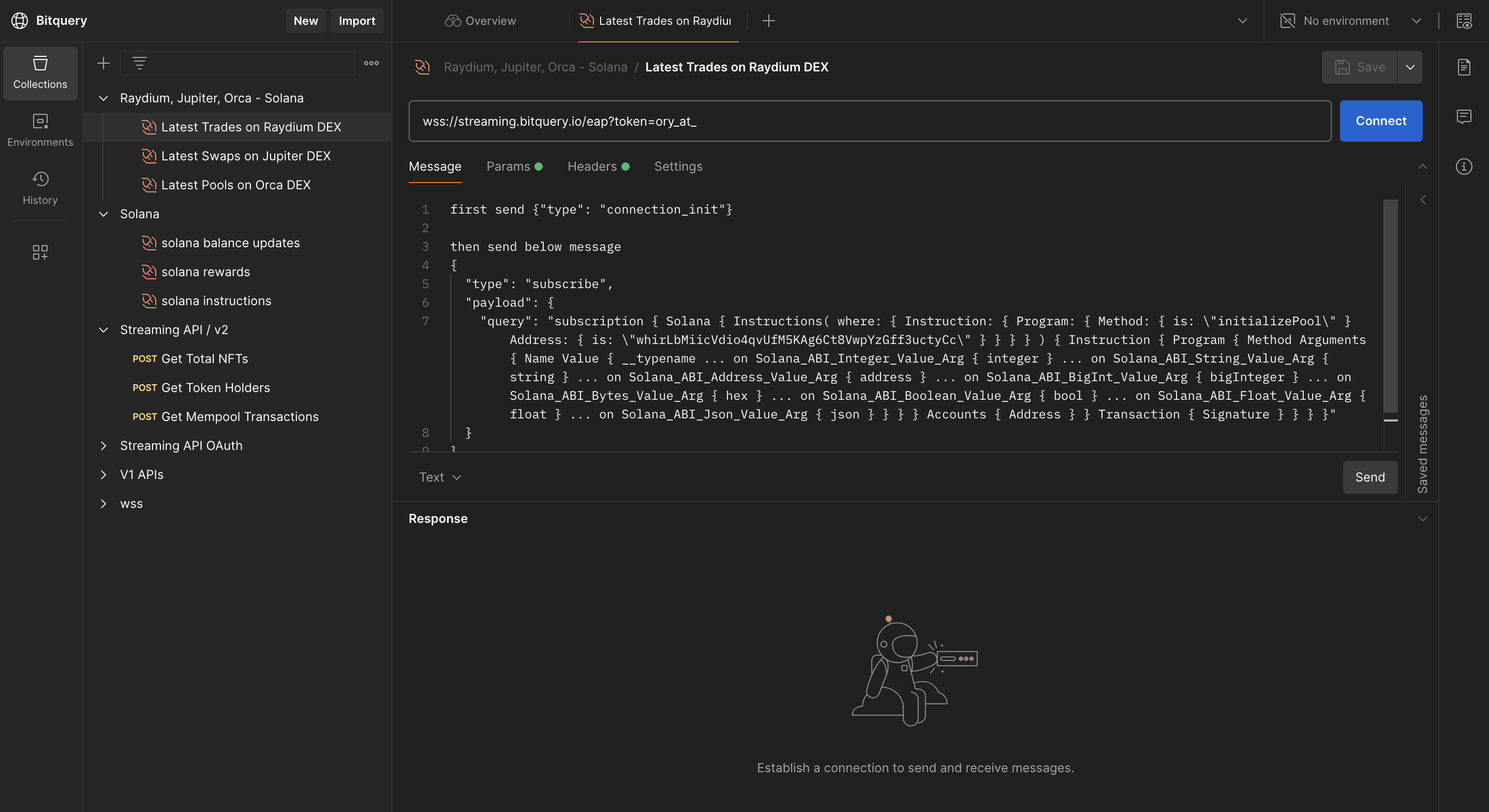 Using the Bitquery GraphQL API in Postman