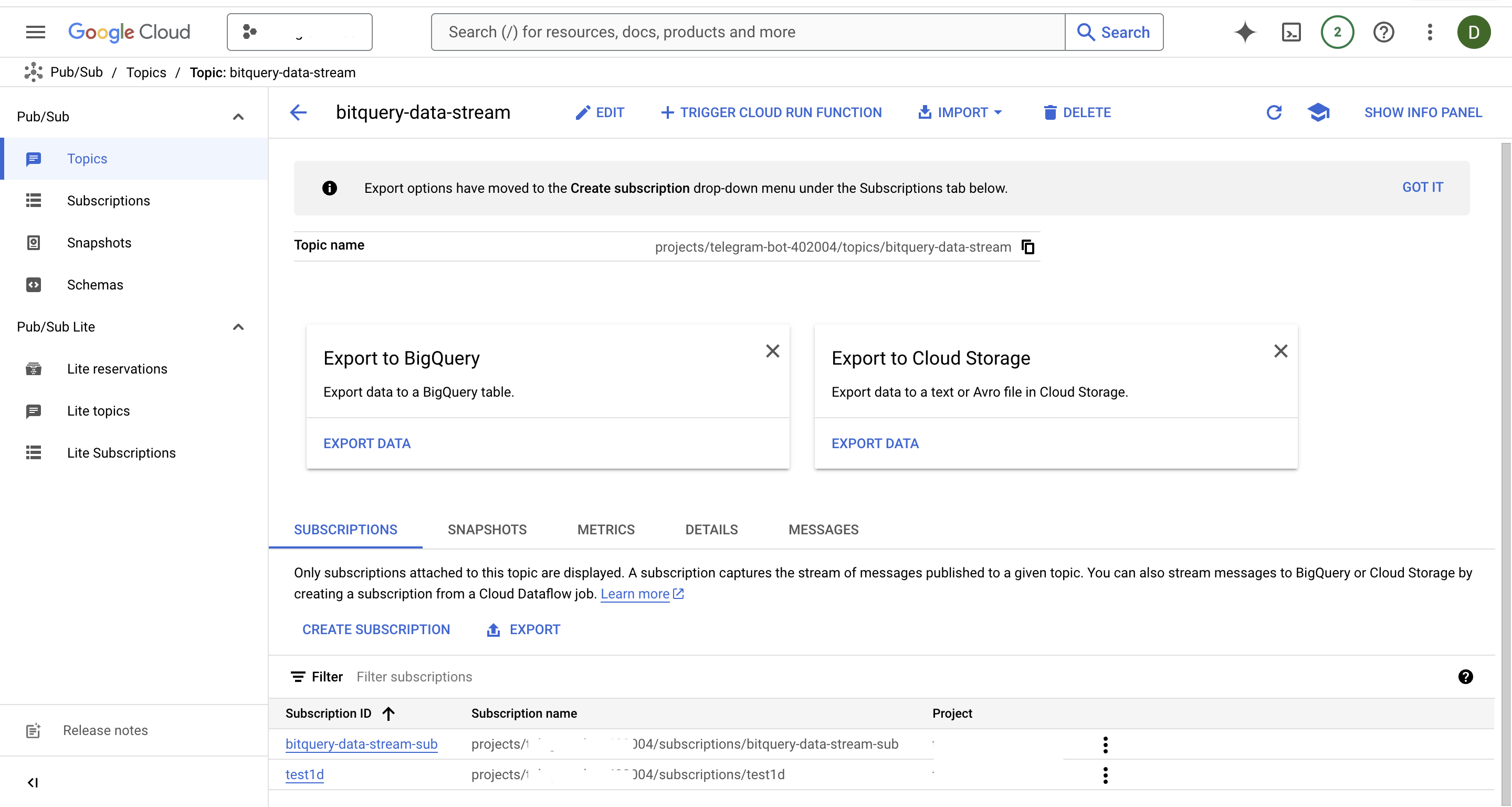 Google Pub/Sub data pipeline diagram