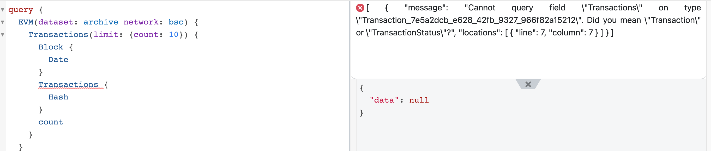 IDE query error