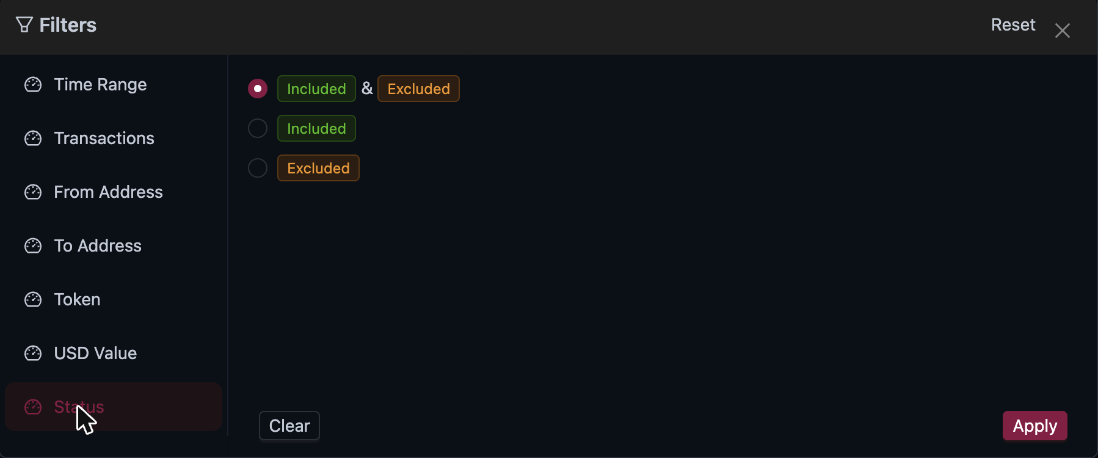 Status filter
